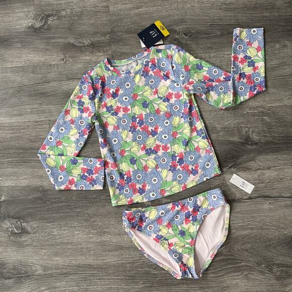 NWT GAP Girls' Floral Rashguard Swim Set - Size 10 - Picture 2 of 9